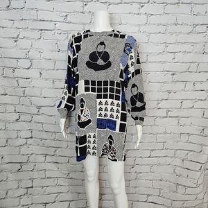 Escada Vintage Silk Print Mini Dress Tunic
